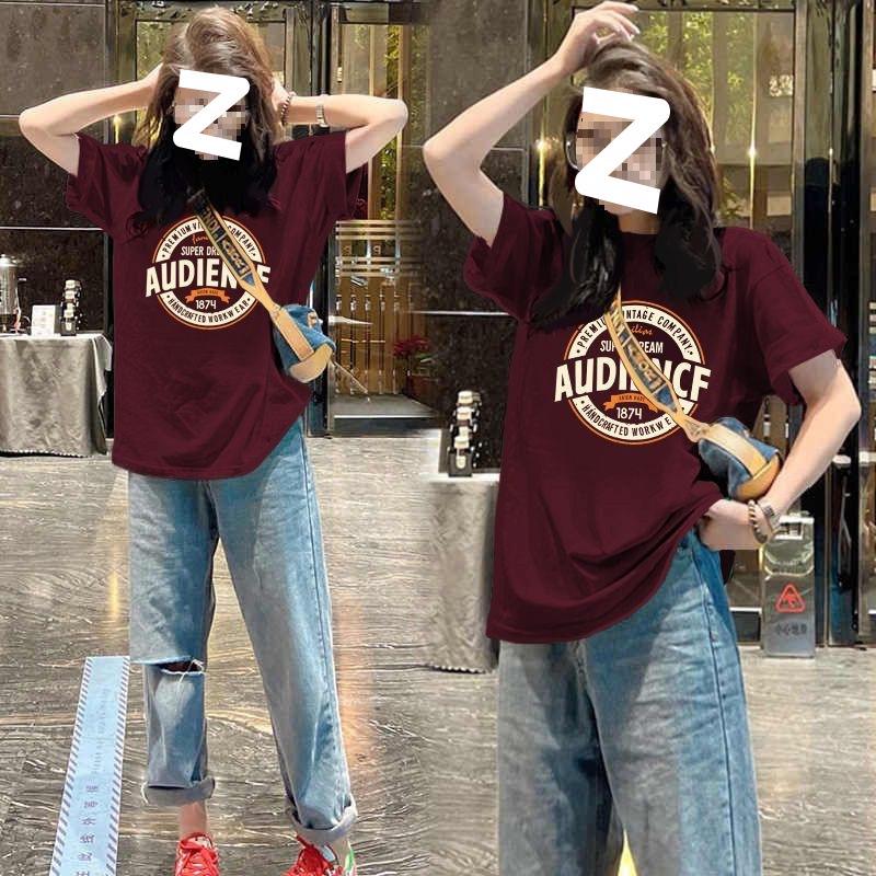 

2025 Women s Summer Oversized Printed Mid-Length Short-Sleeve T-Shirt S (up to 100 lbs)