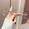 Transparent Rimless Rectangle Shades Glass Women Harajuku Blocking Glasses Frameless Anti-blue Optical Eyeglass Eyewear