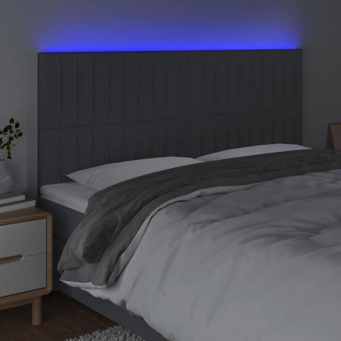 VidaXL LED Headboard Bedroom Furniture Double Bed Accessory Head of Bed Frame Interior Dark Grey 3122677