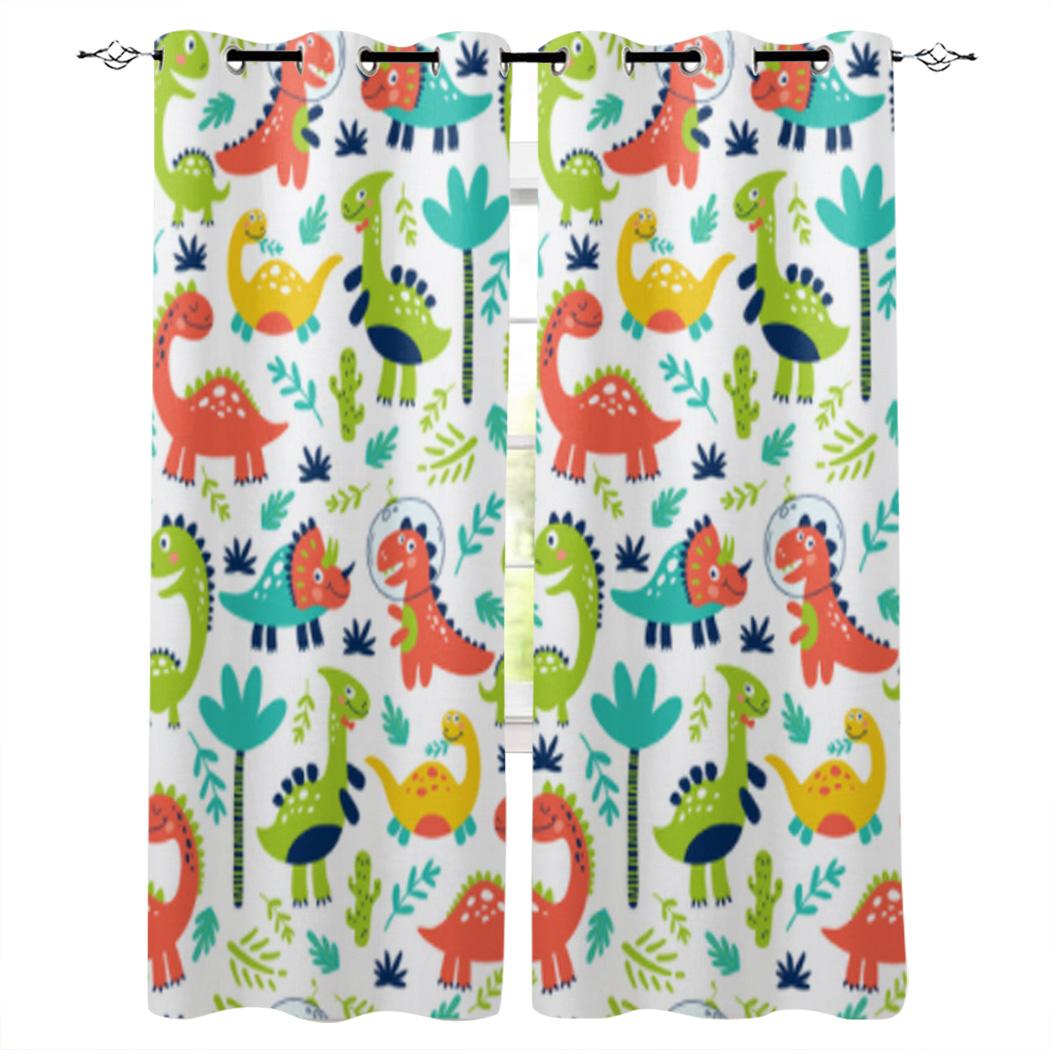 Шторы на окна с изображением динозавра в джунглях для гостиной — фото 7