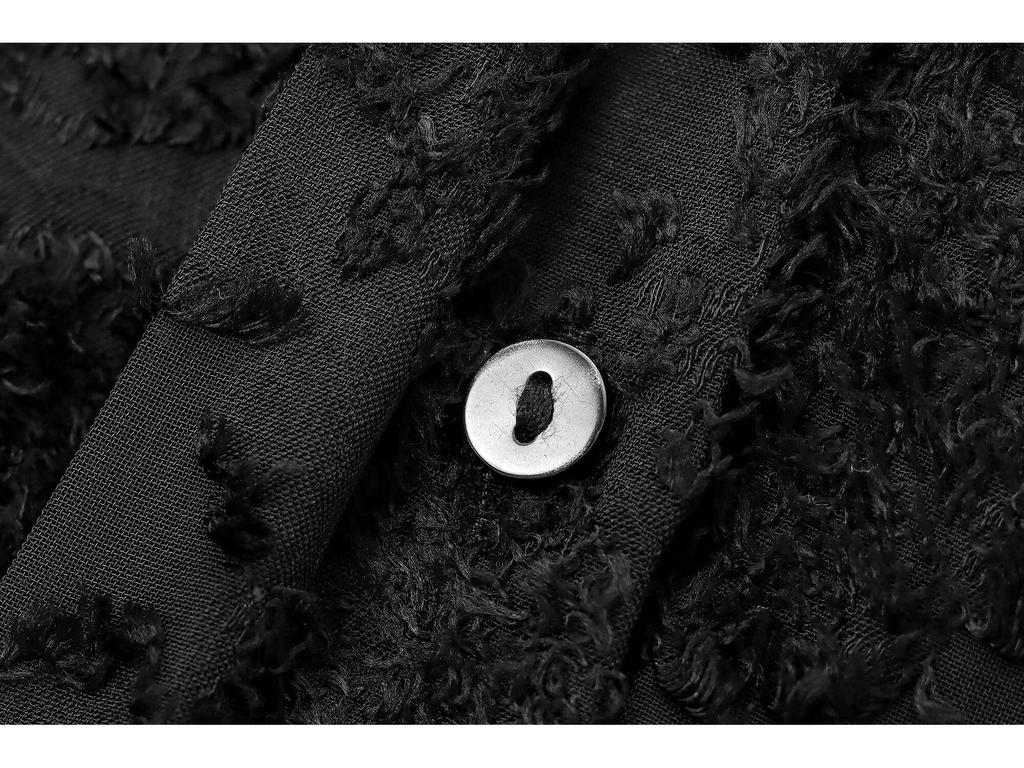 2024 Autumn Women's European & American V-Neck Long Sleeve Shirt with Gold Buttons