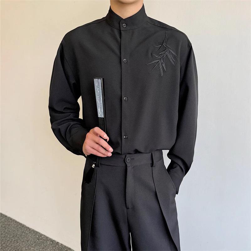 Men's Stand Collar Shirt: Modern Chinese Style for Spring & Autumn