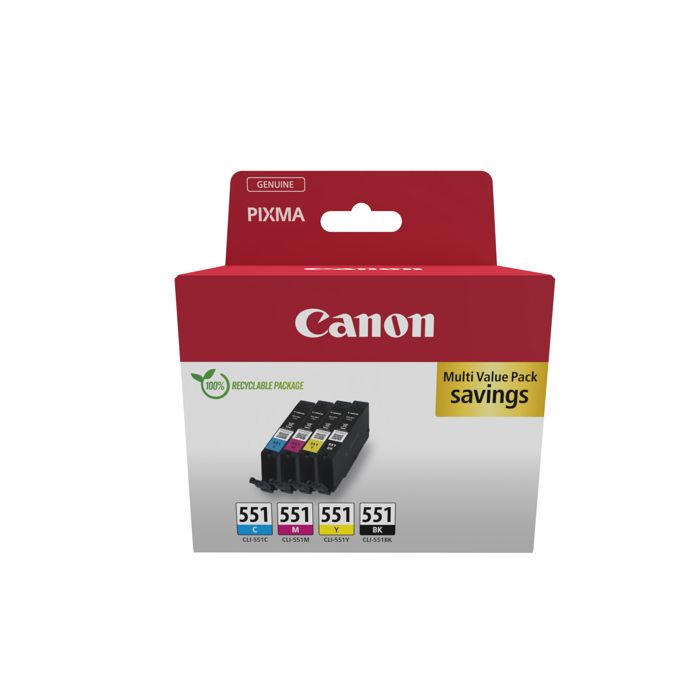 Cartouche d'encre - Générique - Compatible Canon PIXMA - Pack de 4 - Multi-couleurs - Jet d'encre