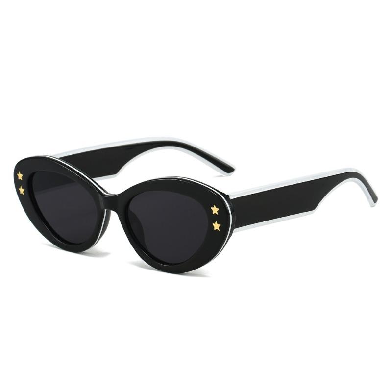 Non-polarized Cat Eye Oval Sunglasses Women Retro Star Brand Design Shades Eyewear Fashion Cat Eye Sun Glasses Unisex