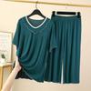 Women's Pajamas Set V Neck Short Sleeve Capri Pants Suit Modal Casual Sleep Wear Home Clothing Night  Sets Female