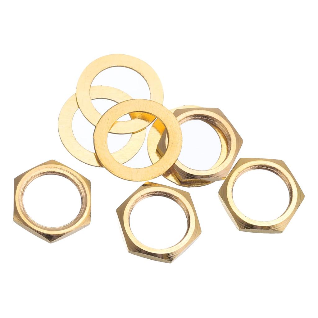 uxcell Guitar Nuts and Washers M9 Guitar Jack Socket Nuts Gold for Guitar Bass 4 Sets Input/Output