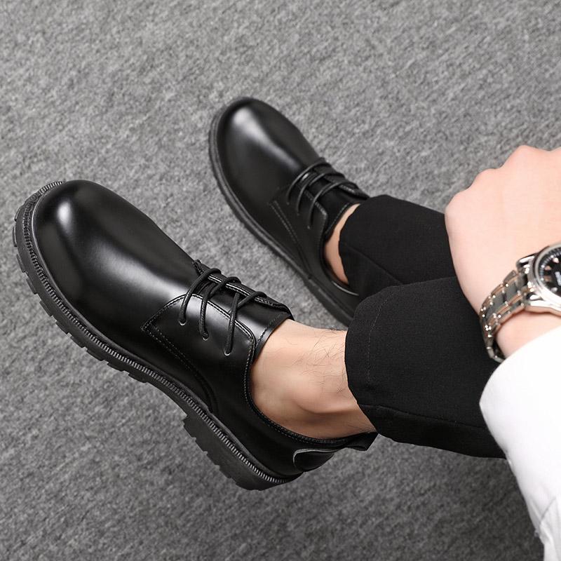 2026 Men's Casual Leather Shoes Spring Work Shoes  Anti-slip Fashionable All-match Black Shoes for Office Wear