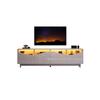 TV Stand - MUVOE - Curved Design - Glossy White - LED Lighting - 175 X 38 X 51 Cm