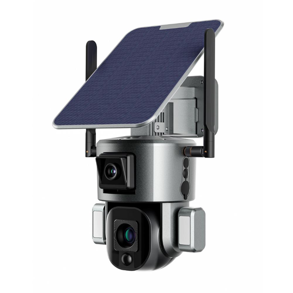 2K 400W 4G 10X optický zoom Bezdrátová solární baterie Duální napájený inteligentní fotoaparát Duální objektiv