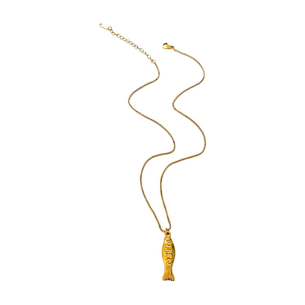 Trendy Minimalist Fish Symbol Necklace Stainless Steel Jewelry Gift For Women Everyday Versatile Handmade Chain