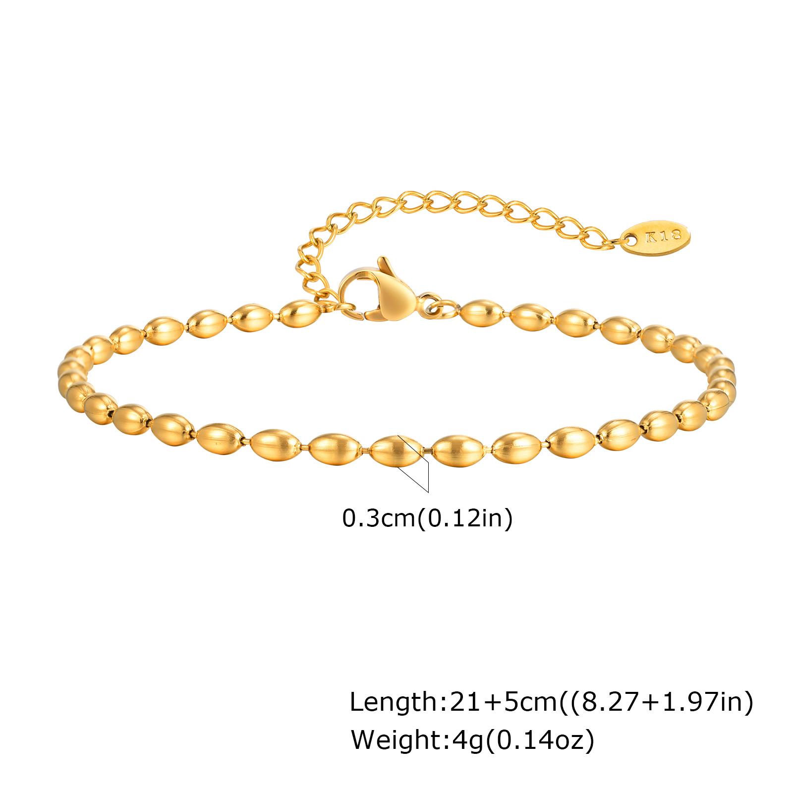 

Stainless Steel Rugby Bead Chain Anklet for Women,Gold Color Holiday Beach Anklets ,Trendy Jewelry Mother s Day Gifts