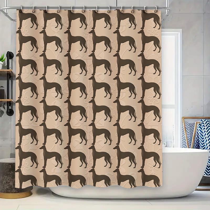 

Vintage Black Tan Dog Silhouette Shower Curtain Pet Pattern Decorative Bathroom Accessories for Home Decoration 90x180cm