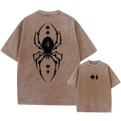 Hip Hop Retro Washed T-Shirt Streetwear Anime Hunter X Hunter Print Graphic T Shirt 100% Cotton Unisex Tshirt Men Tops