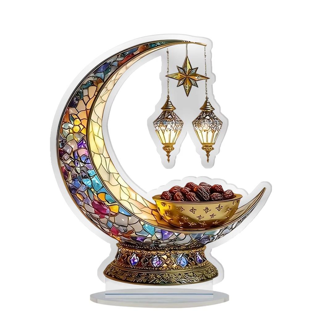 2d Moon Ornament Lightweight Acrylic Moon Decoration Hollowed-Out Moon Decor Exquisite Bohemian Decorated Stand For Shelf Dining