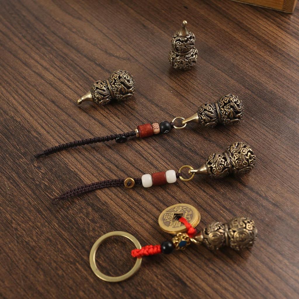 Tang Teng Messing-Kürbis-Schlüsselanhänger – Glückverheißendes, handgefertigtes Accessoire für Taschen und Handys