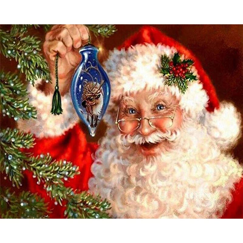 Full Round Diamond Painting Santa Claus Cross Stitch 5D Diamond Embroidery Rhinestones Portrait Handicraft Christmas