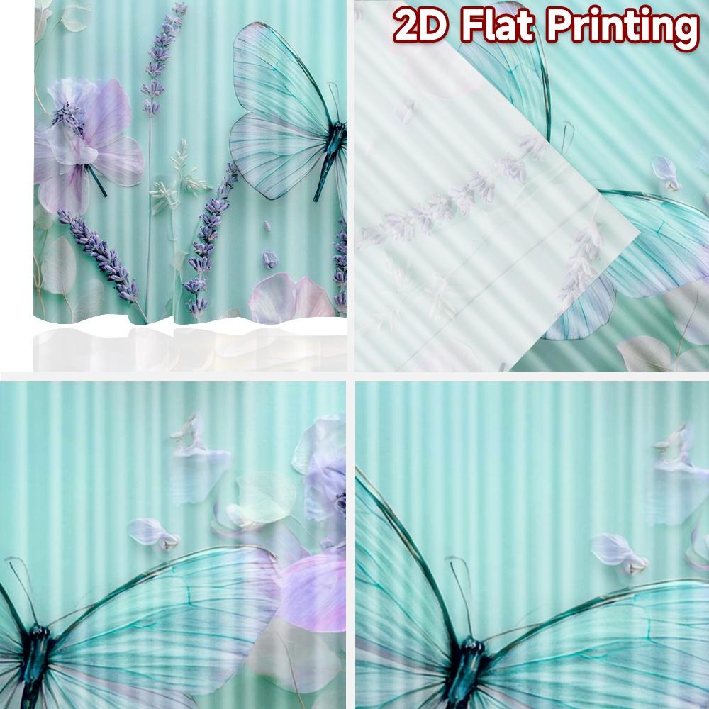 2D flat printing 2pcs Curtains Butterflies Lavender Flowers Dreamy Digital Printed Polyester Drapes All Season Party & Holiday