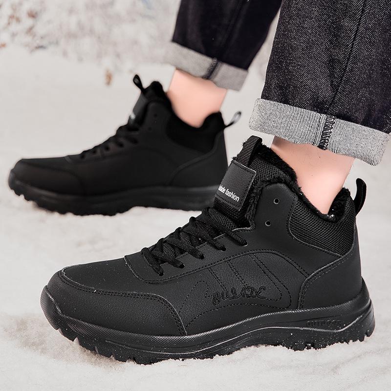 Men's Winter High-Top Thick-Soled Snow Boots - Large Size Casual Plus Velvet Warm Cotton Shoes