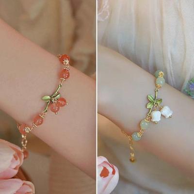 Exquisite Charm Orchid Bracelet Flower Beaded Hand Ring New Chinese Style Bracelet  Decoration