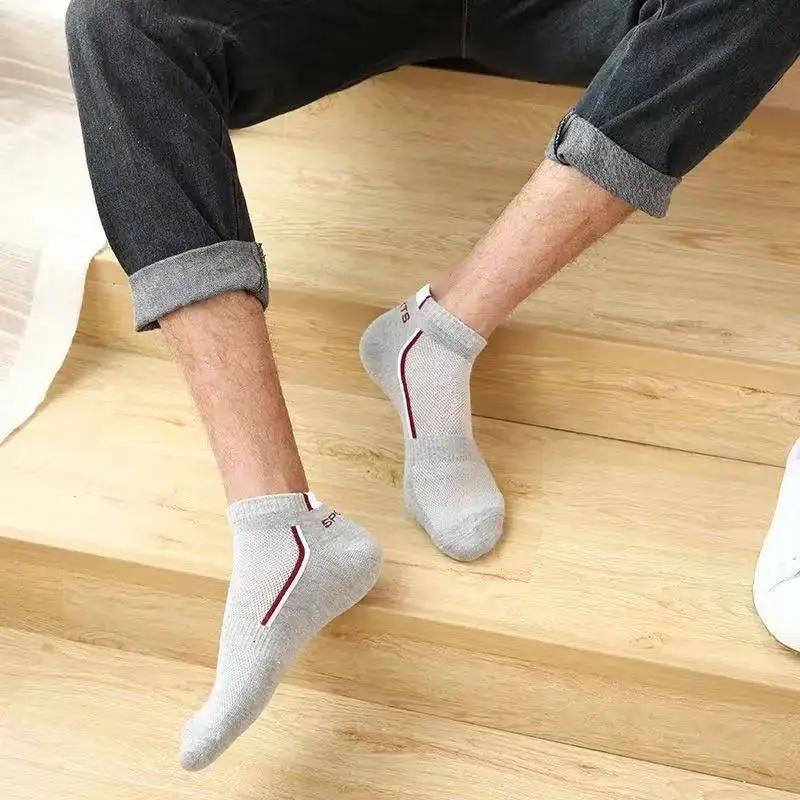 5 paia Calzini Sportivi da Uomo alla Moda, Calzini alla Caviglia Comodi Traspiranti in Cotone a Righe Assorbi Sudore