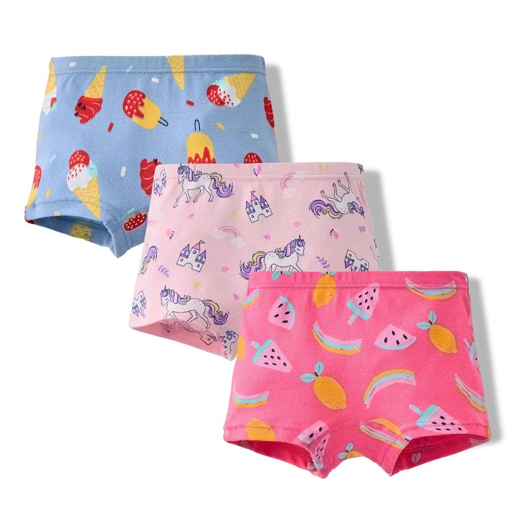 Girls' Pure Cotton Cartoon Boxer Briefs - Breathable School Shorts