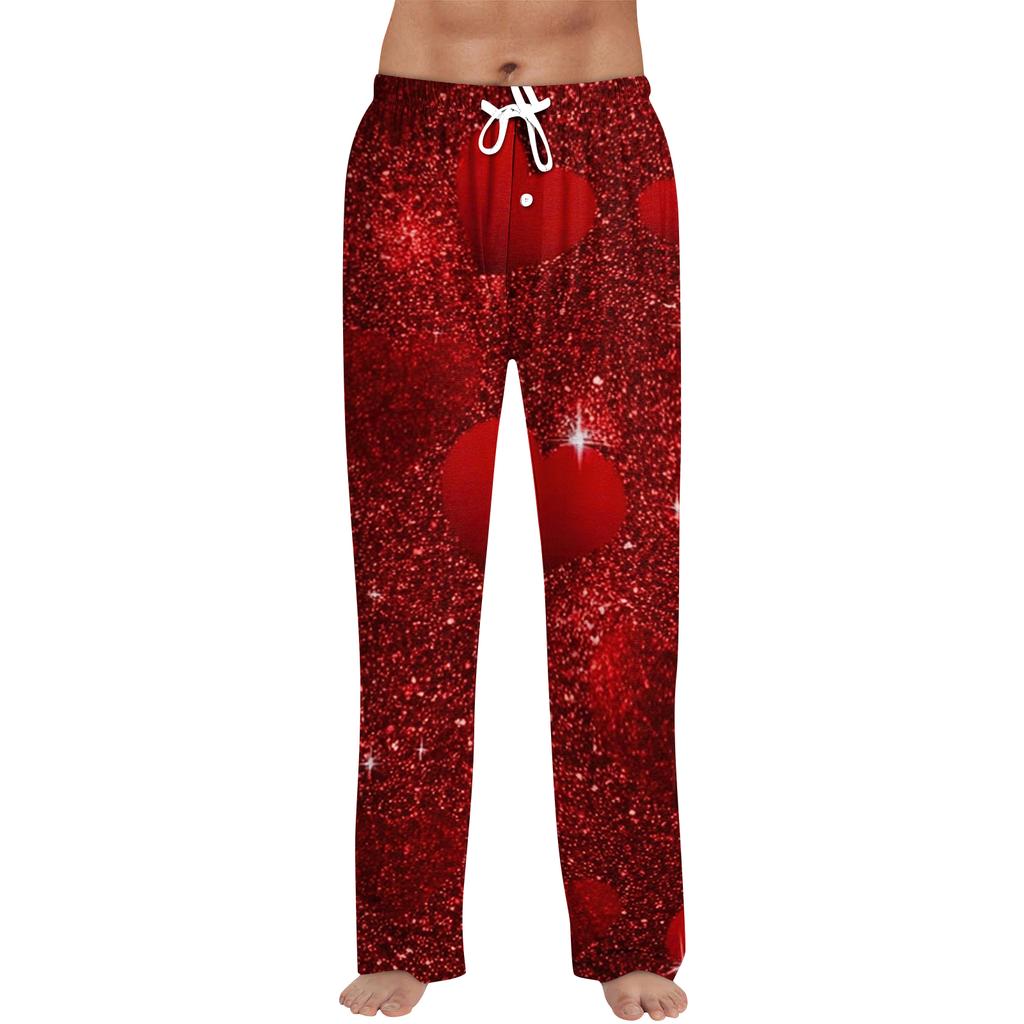 Men's Valentine's Day Printed Drawstring Long Pants Casual Pajamas