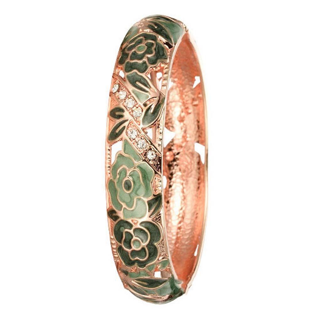 Cheongsam accessories Filigree Enamel Bangle Hanfu Accessories Hollow Out Flower Bracelet Girls