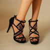 Summer New High Heels Women's Fashion Round Head Fish Mouth Open Toe Thick Bottom Hollow-out Non-slip Sandals