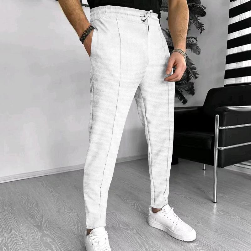 2023 Men's Waffle Drawstring Sports Casual Trousers - European and American Style