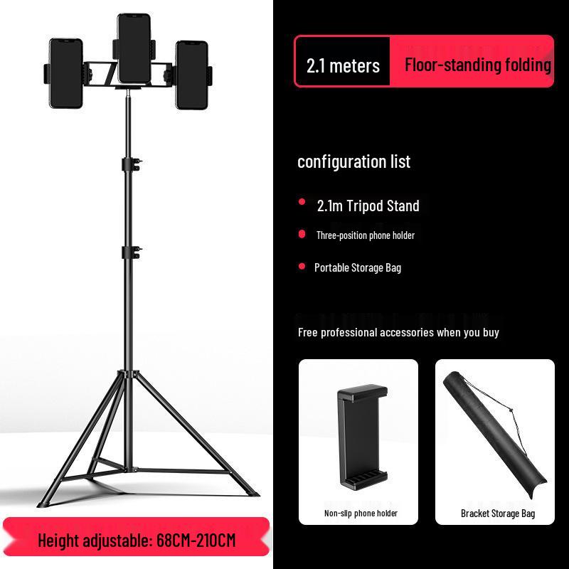 Mobile Live Streaming Floor Stand & 10" Fill Light with Retractable Thermometer Phone Clip