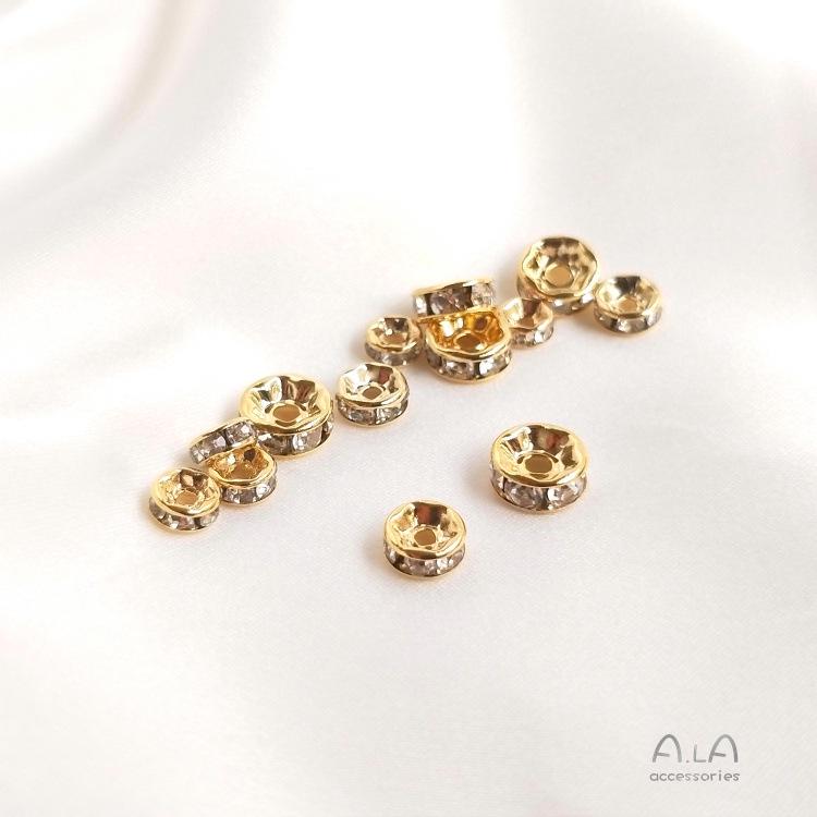 14K & 18K Gold Zircon-Inlaid Diamond Spacer Beads for Handmade Bracelets