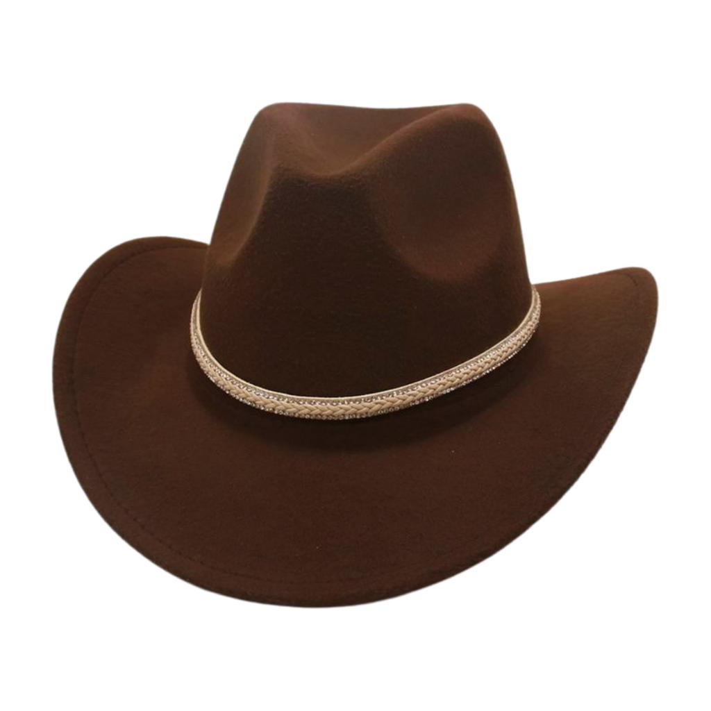 Sonnenschirm Traufe Western Cowboyhut Premium Ethnisch Stil Filzhut Feiertag Reise Winddicht Bühnenrequisiten Zylinder