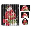 Christmas Shower Curtain Floor Mat Combination Four-Piece Set Bathroom Non-Slip Mat Toilet Absorbent Door Mat Carpet