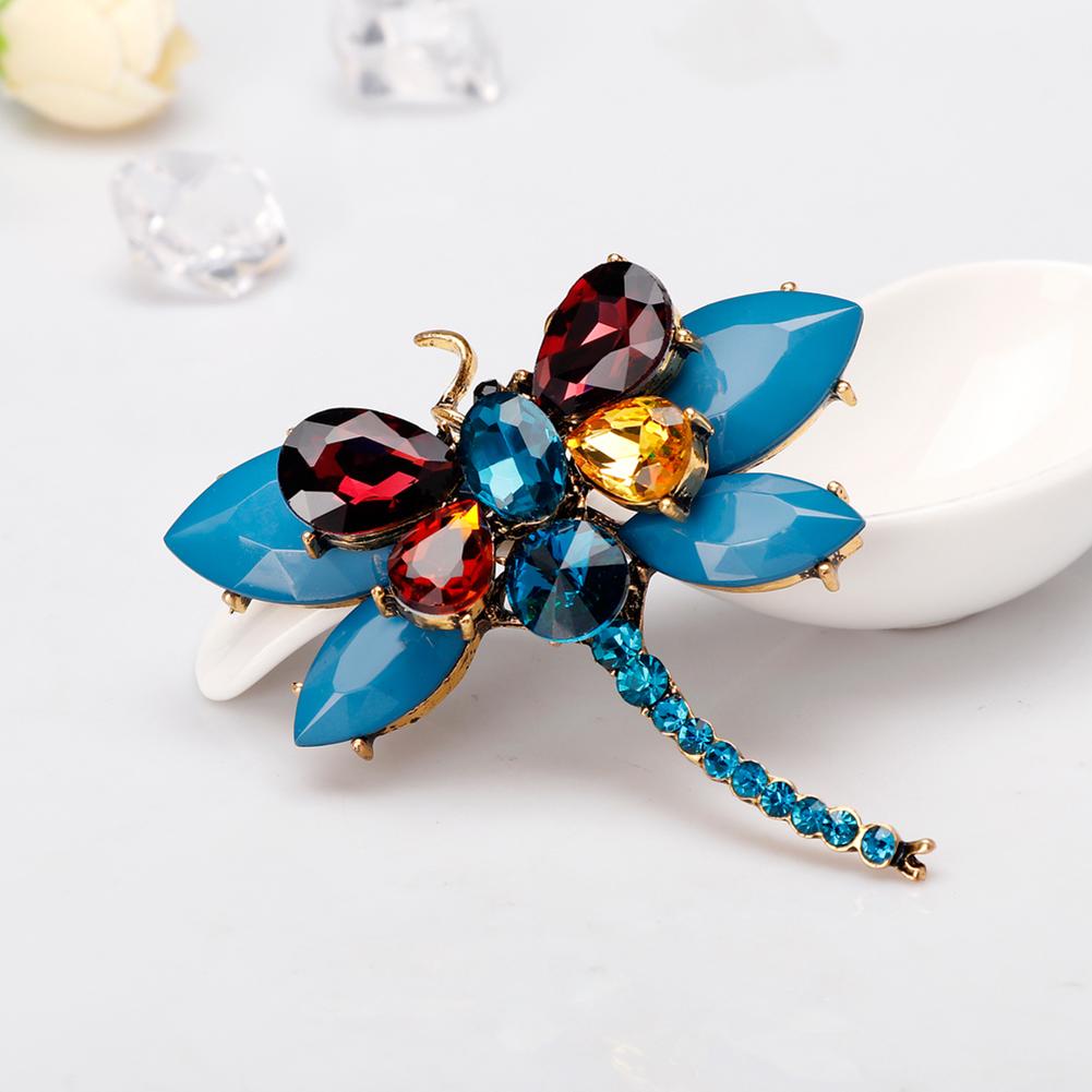 Women Vivid Delicate Dragonfly Design Diamond Brooch Perfect Wear Decoration