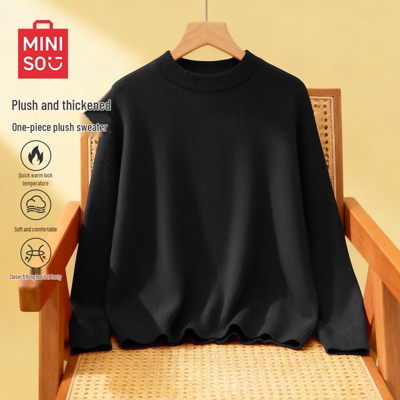 MINISO Men s Plush Lined Crew Neck Sweater L