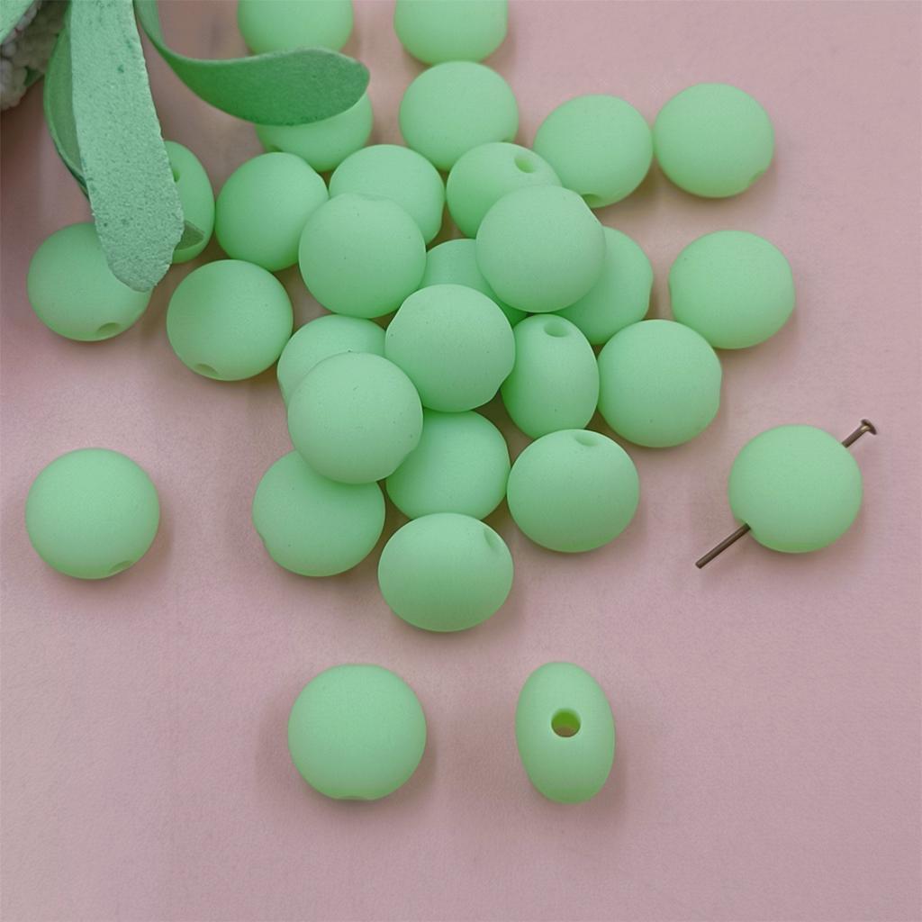 Home Party Supplies Beaded Material Jewelry Accessories Necklace Bracelet 12mm 30pcs Flat Round Beads DIY Solid Color Fashion Rubber Handmade