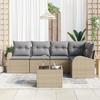 Ensemble de canapé de jardin de 6 pièces avec coussins en rotin poly noir, Canapé de jardin 2 places avec rangement 3354719