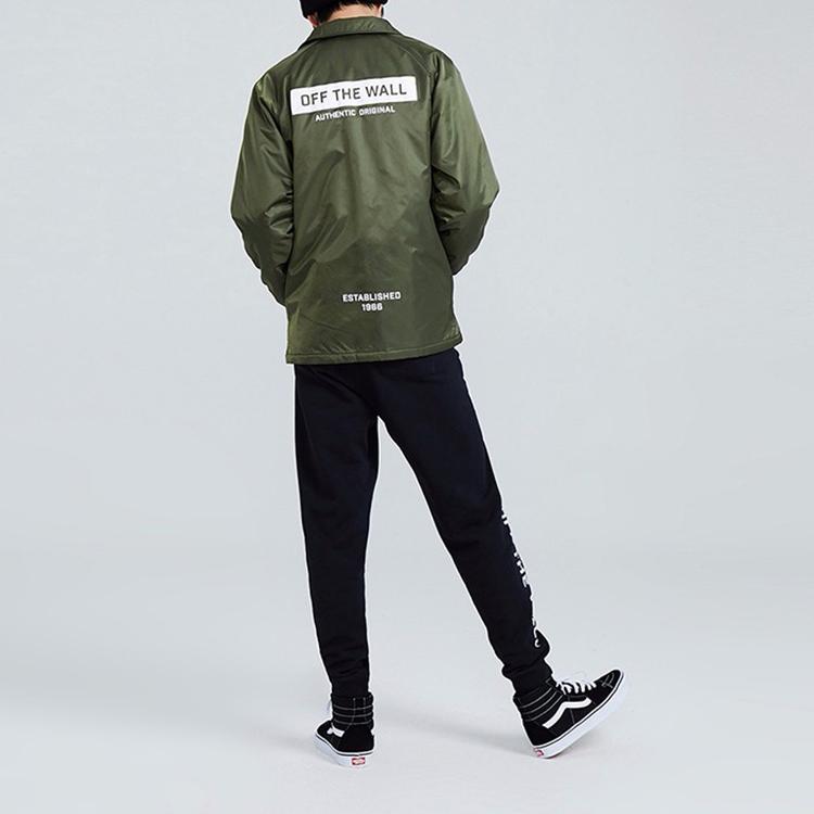 Vans Casual Sports Polo Coach Lightweight Cotton Jacket Men Jacket Dark-Green VN0A3QTYKCZ