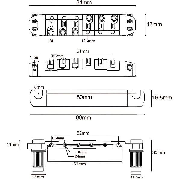 Roller Saddle Bridge ABR-1 Tune-o-matic Bridge Tailpiece Bridge For Les Paul Guitar (Black)