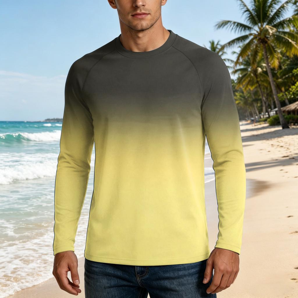 Men's Long Sleeve Outdoor Shirt UPF50 Plus Sun Protection Breathable Loose Fit Summer Casual Lightweight Quick Drying T-Shirt