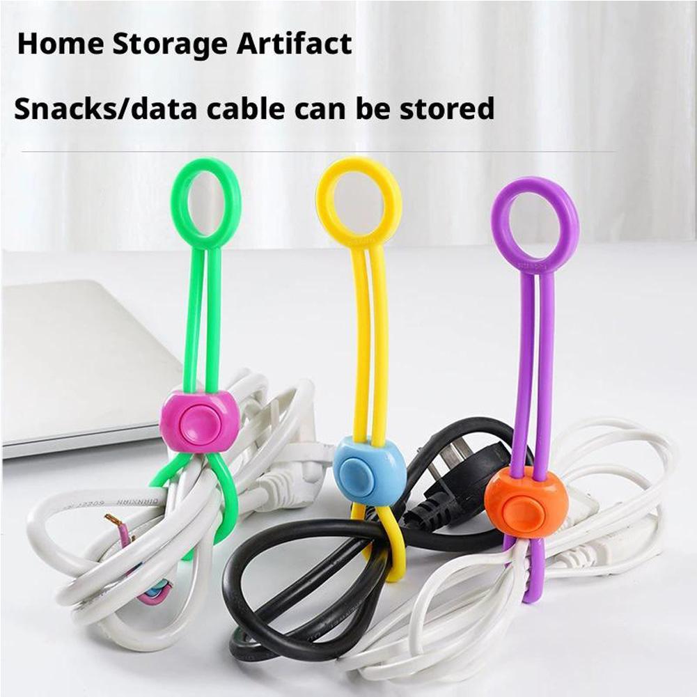 10/20/30/50pcs Silicone Food Bag Sealing Strap Freshness Sealing Clip Adjustable Clip Portable Data Cable Storage Kitchen Gadget