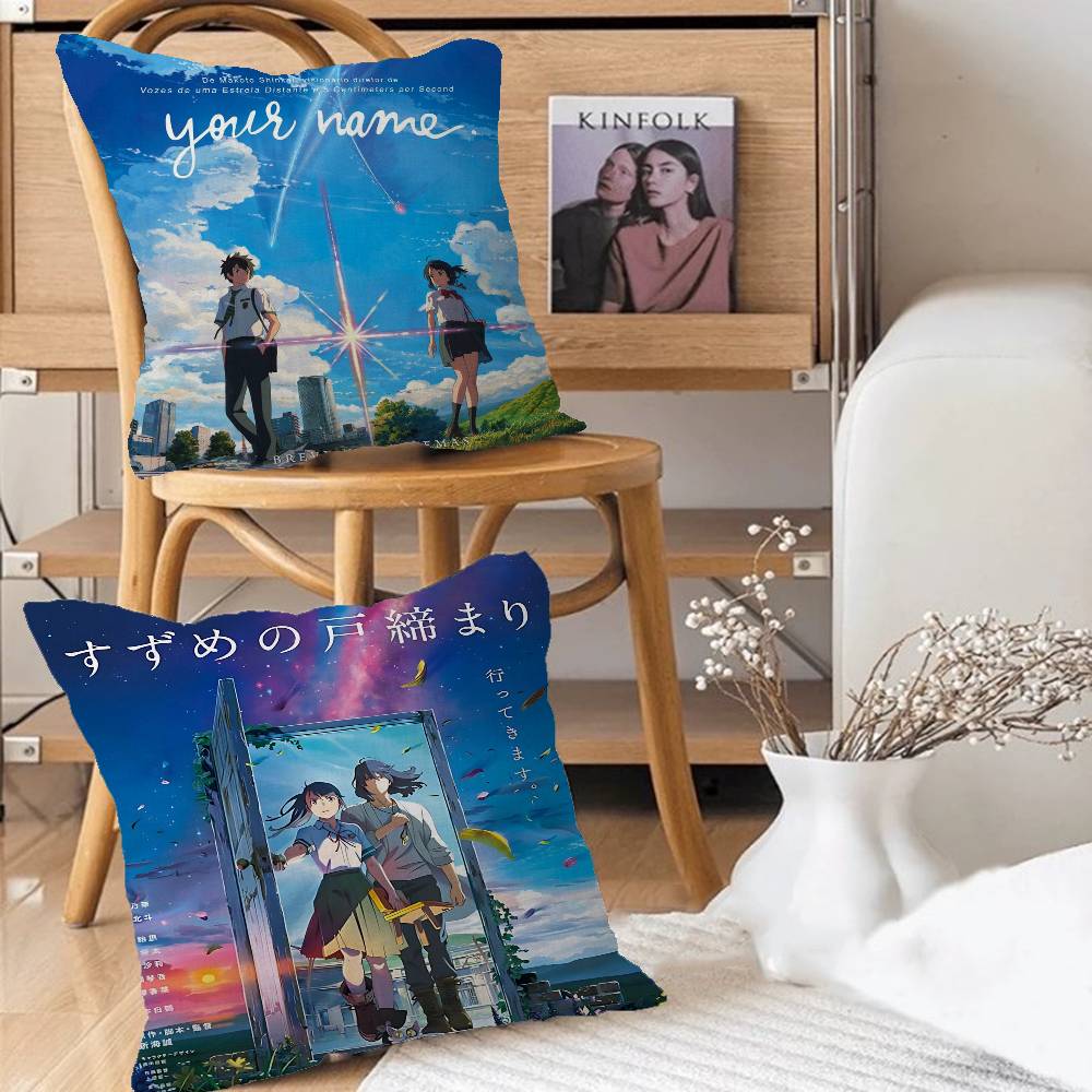Makoto Shinkai Anime Pillow Gift Home Office Decoration Bedroom Sofa Car Cushion Cover Case 45X45