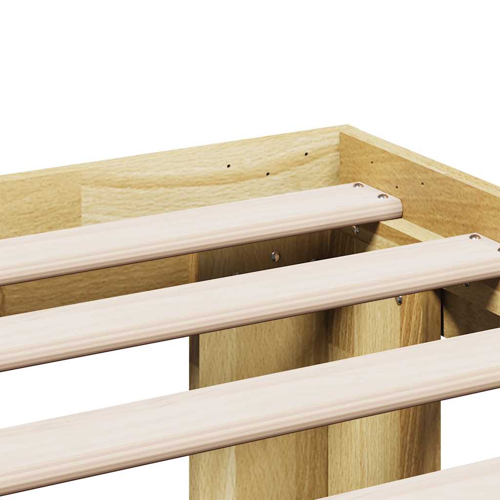 Solid Wood Bed Frame without Mattress 75 x 190 cm Oak