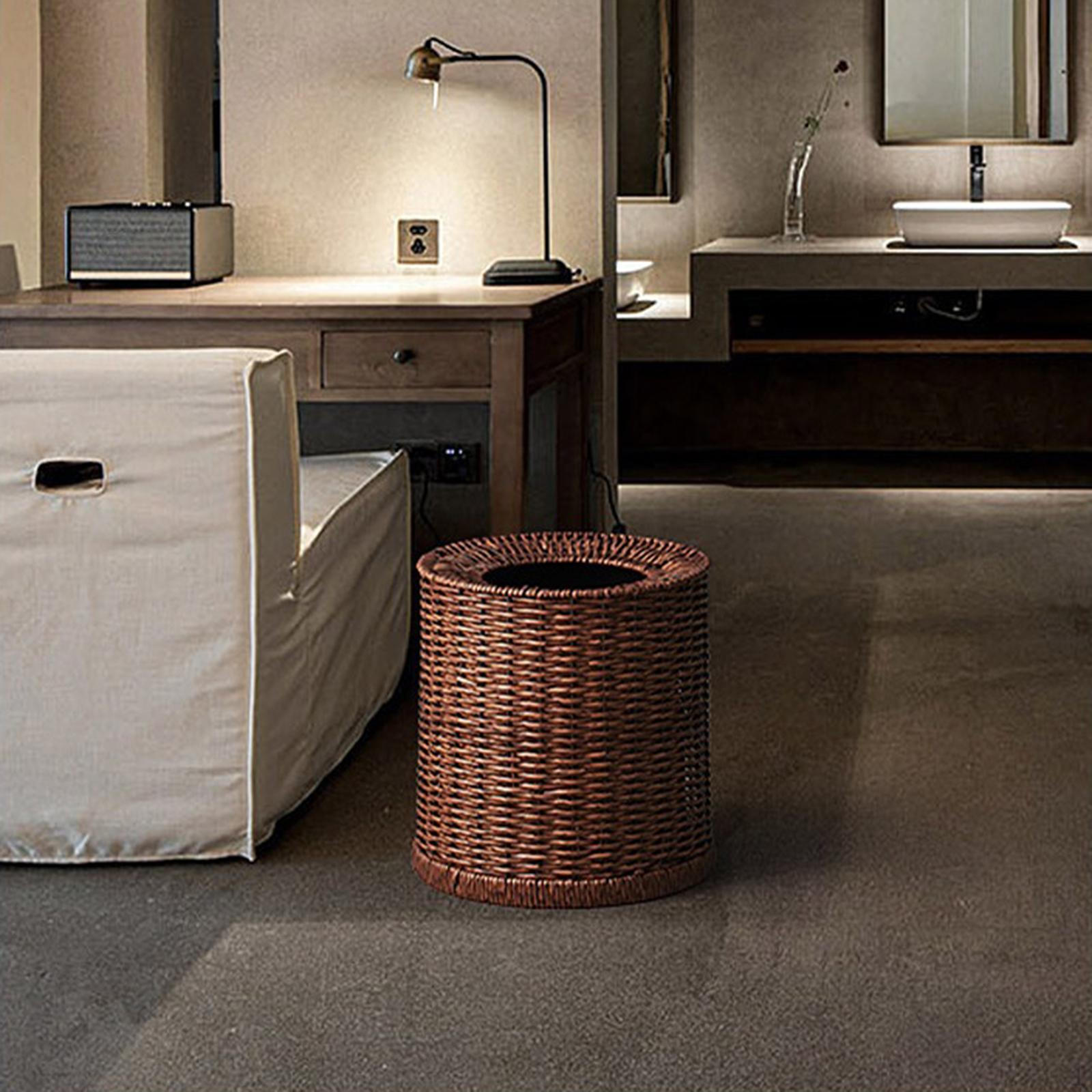 

Мусорное ведро из искусственного ротанга, мусорная корзина, мусорный ящик, современная открытая корзина для мусора