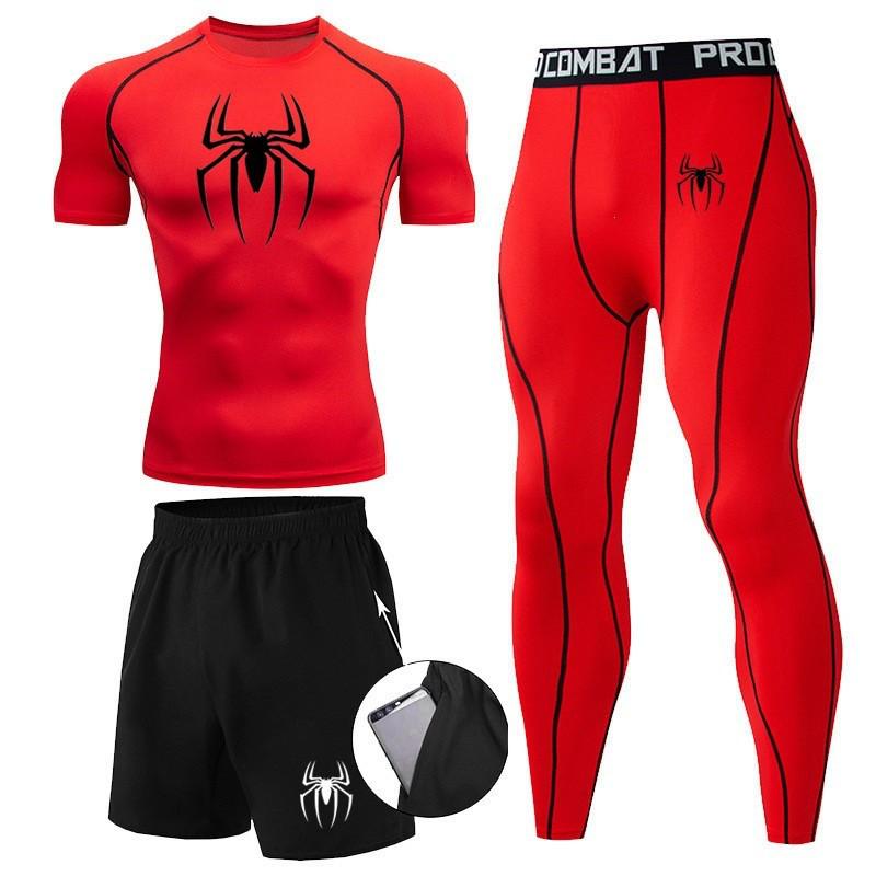 Men's Spider-Man Compression Three-Piece Quick-Dry Sports Suit