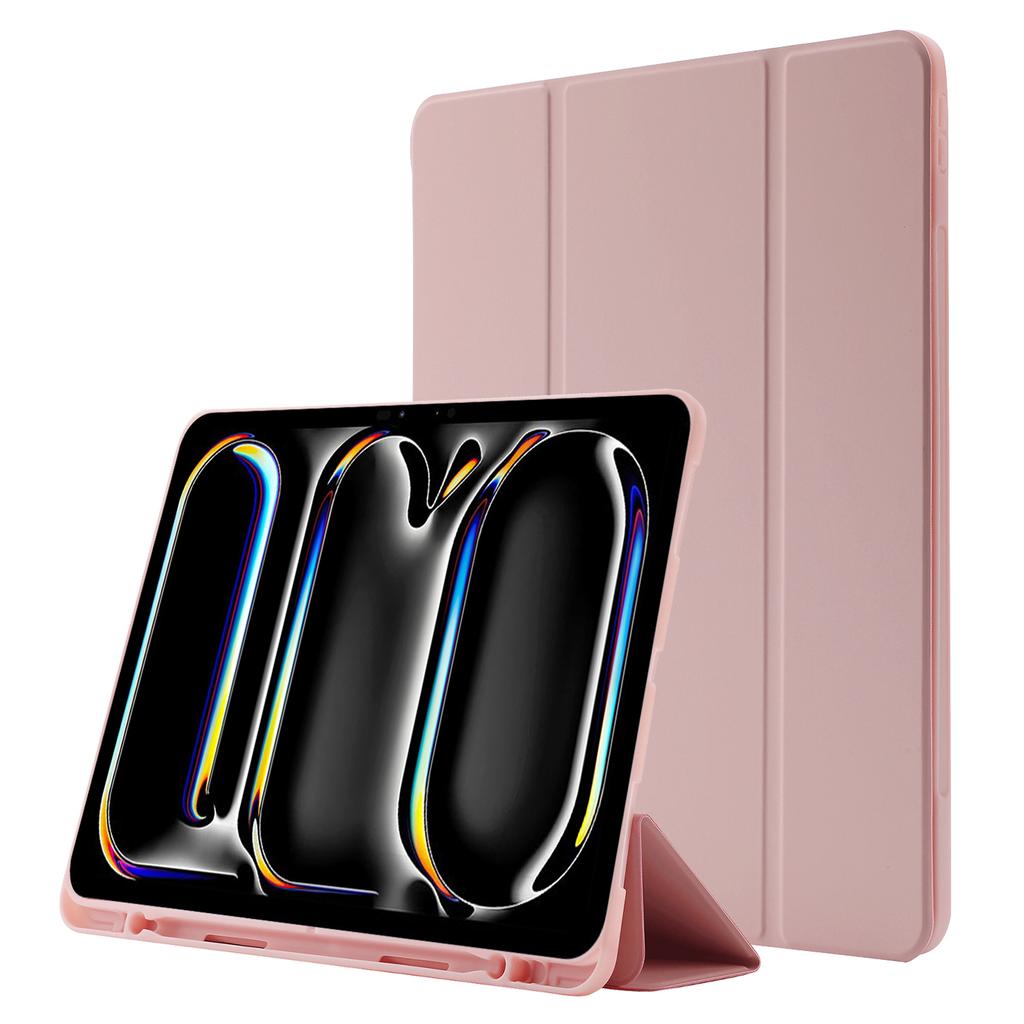 For iPad Pro 13 (2025)/13 (2024) Case Skin-Touch Leather Tri-Fold Stand Tablet Cover with Pencil Holder