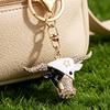 Yousheng Creative Bull Head Keychain Alloy Animal Pendant with Colored Rhinestone Lobster Clasp Stylish Accessory for Keys Bags Backpacks
