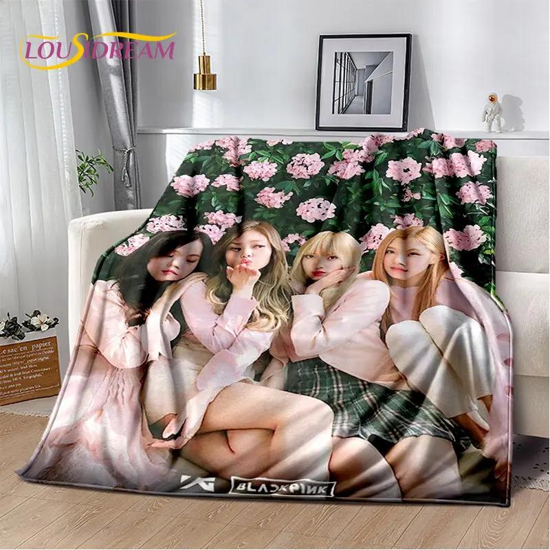 Black Pink Kpop Star Girl Group Soft Plush Blanket,Flannel Blanket Throw Blanket for Living Room Bedroom Bed Sofa Picnic Cover
