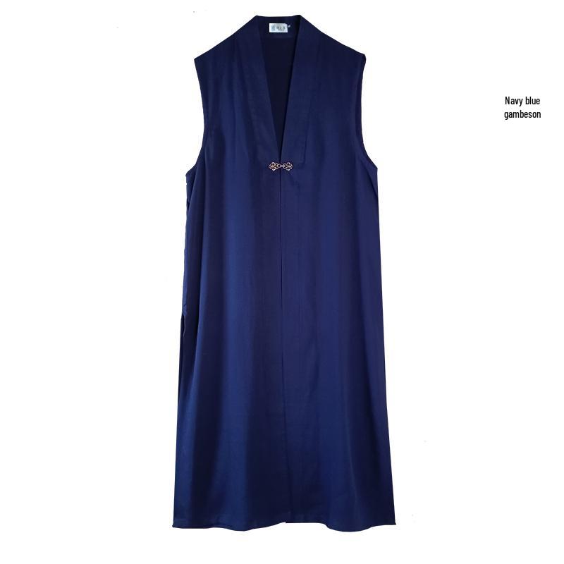 

Ханфу в стиле Мин для унисекс: Свободное длинное даосское одеяние и плащ-жилет XS