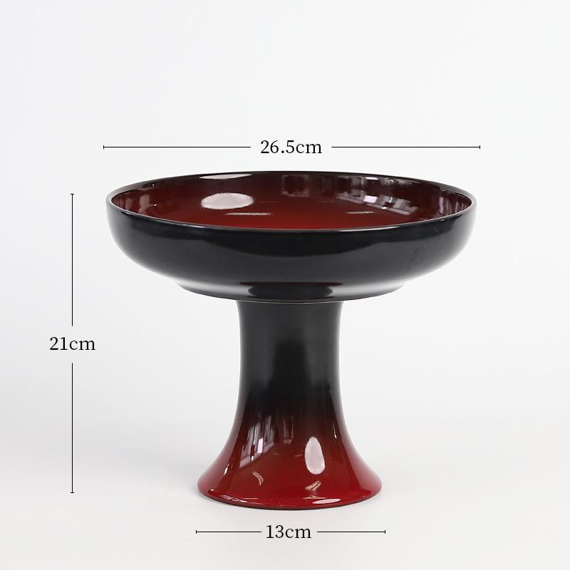 Ceramic Kiln Red Glaze Underglaze Flower Vase and High-Footed Bowl - Large Fruit or Snack Plate for Tea Rooms